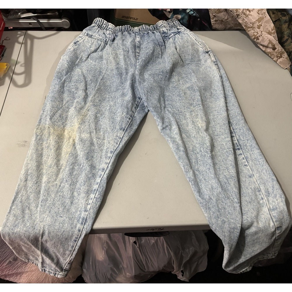 Vtg Congo Traders Petite 14 Acid Wash Hi Rise Relaxed Tapered Denim Jeans